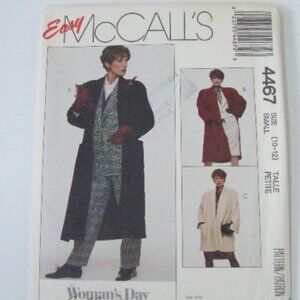 Fall coat sewing pattern McCall's uncut vintage plus size 14 long jacket 1980s